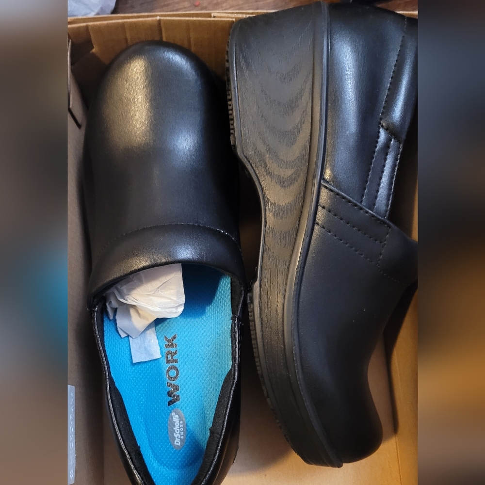 Dr. Scholl's Dynamo Leather Clog Slip-Resistant  Women's Black Size 7.5M NIB